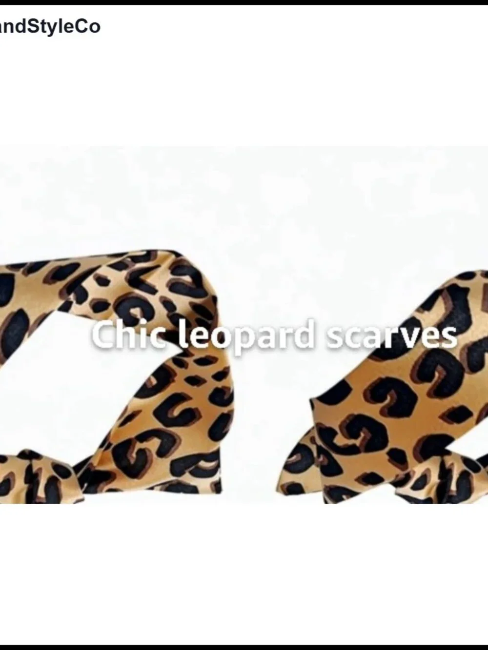 2Pcs Leopard Skinny Scarf Neck Tie Hairband Purse Decor Silk Feeling
